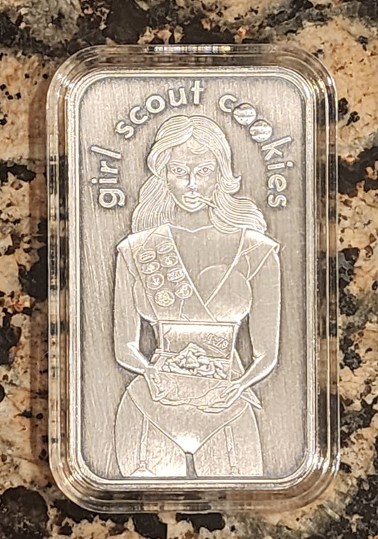 Girl Scout Cookies Bud Buddies #3 Proof 1oz .999 Sexy Silver Art Bar 100 Minted w/COA