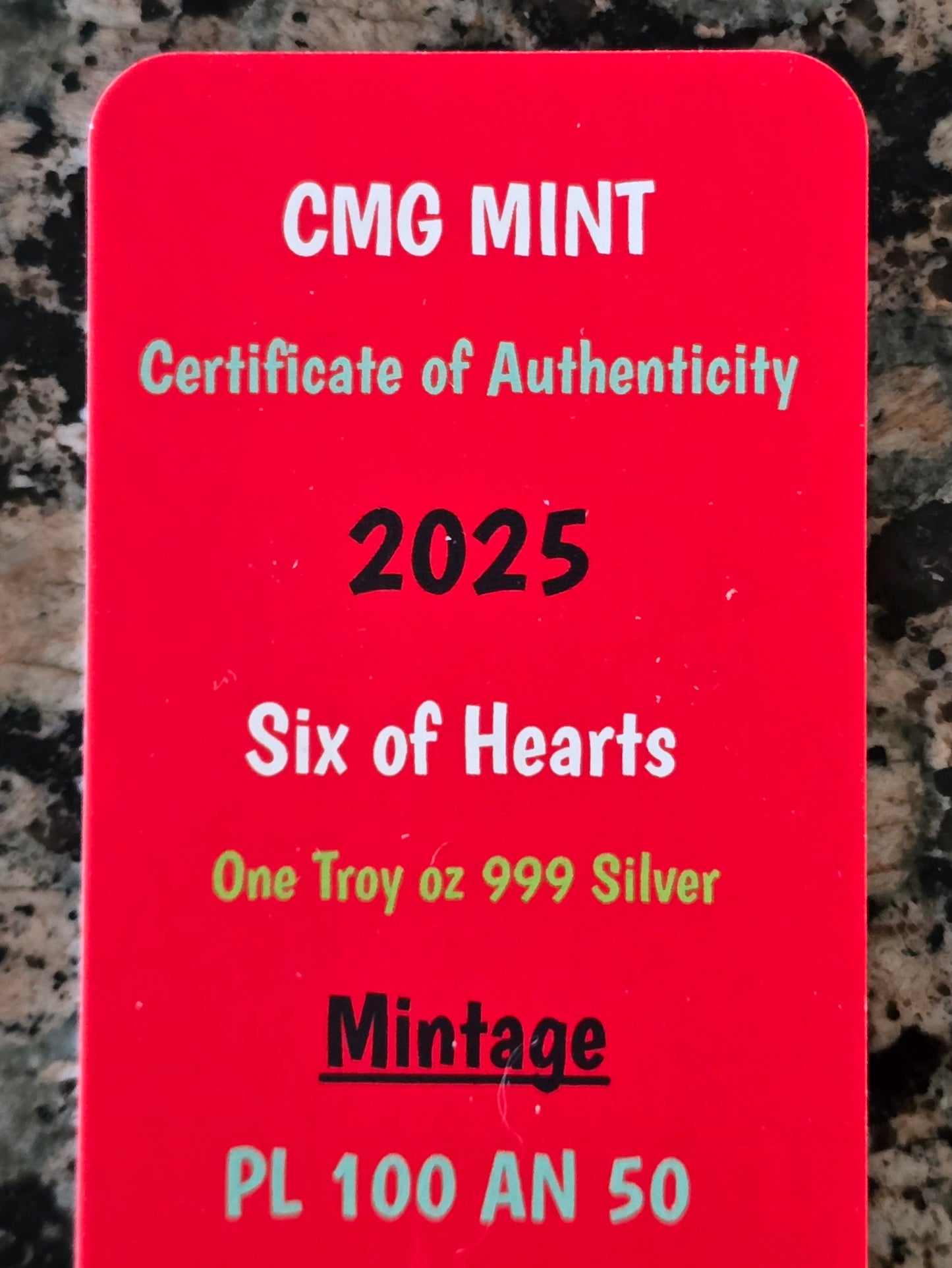 6 of Hearts GIrl 1 Oz .999 Silver Sexy Art Bar Rare 100 mintage w/ COA