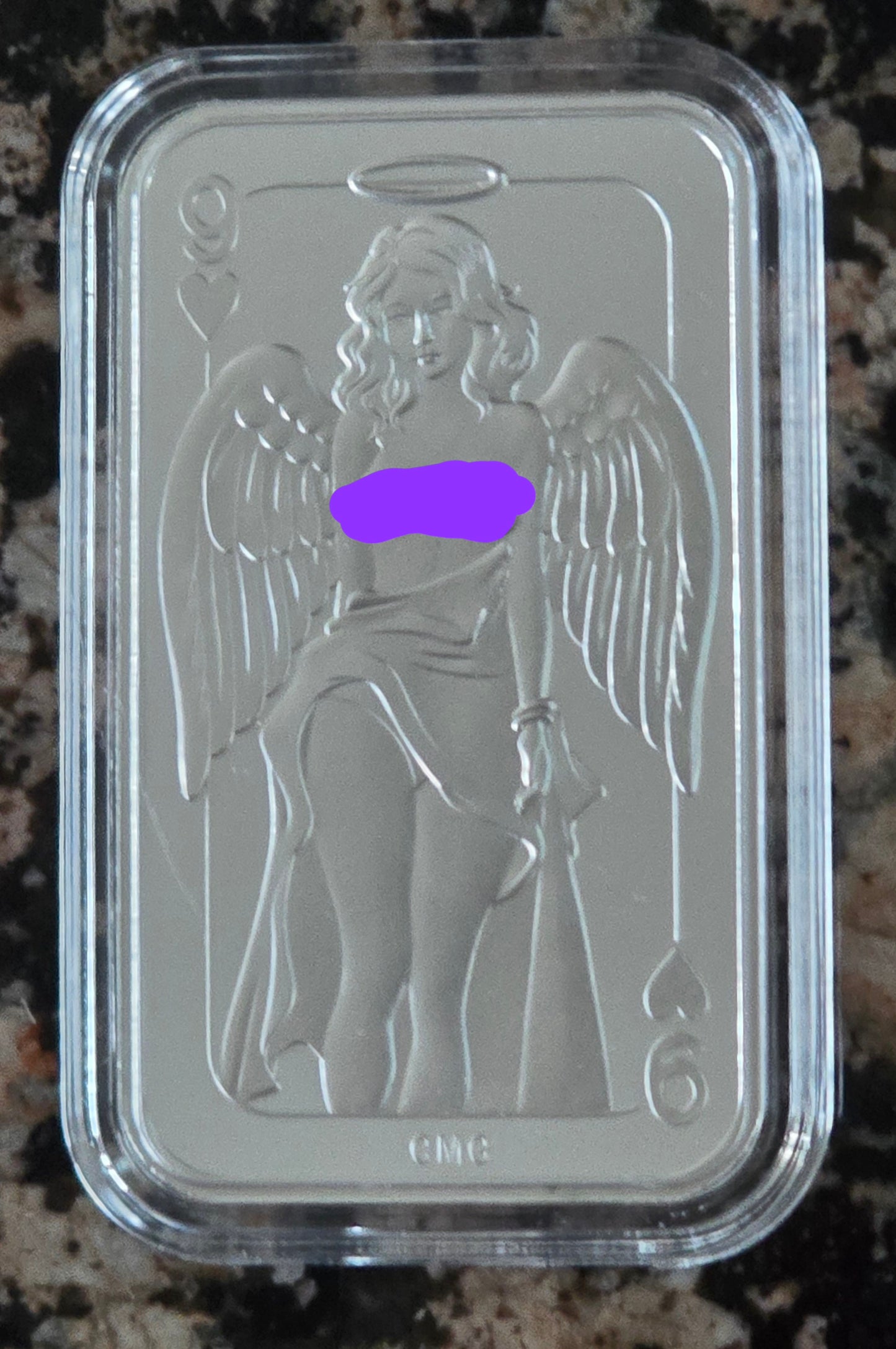 9 of Hearts GIrl 1 Oz .999 Silver Sexy Art Bar Rare 100 mintage w/ COA