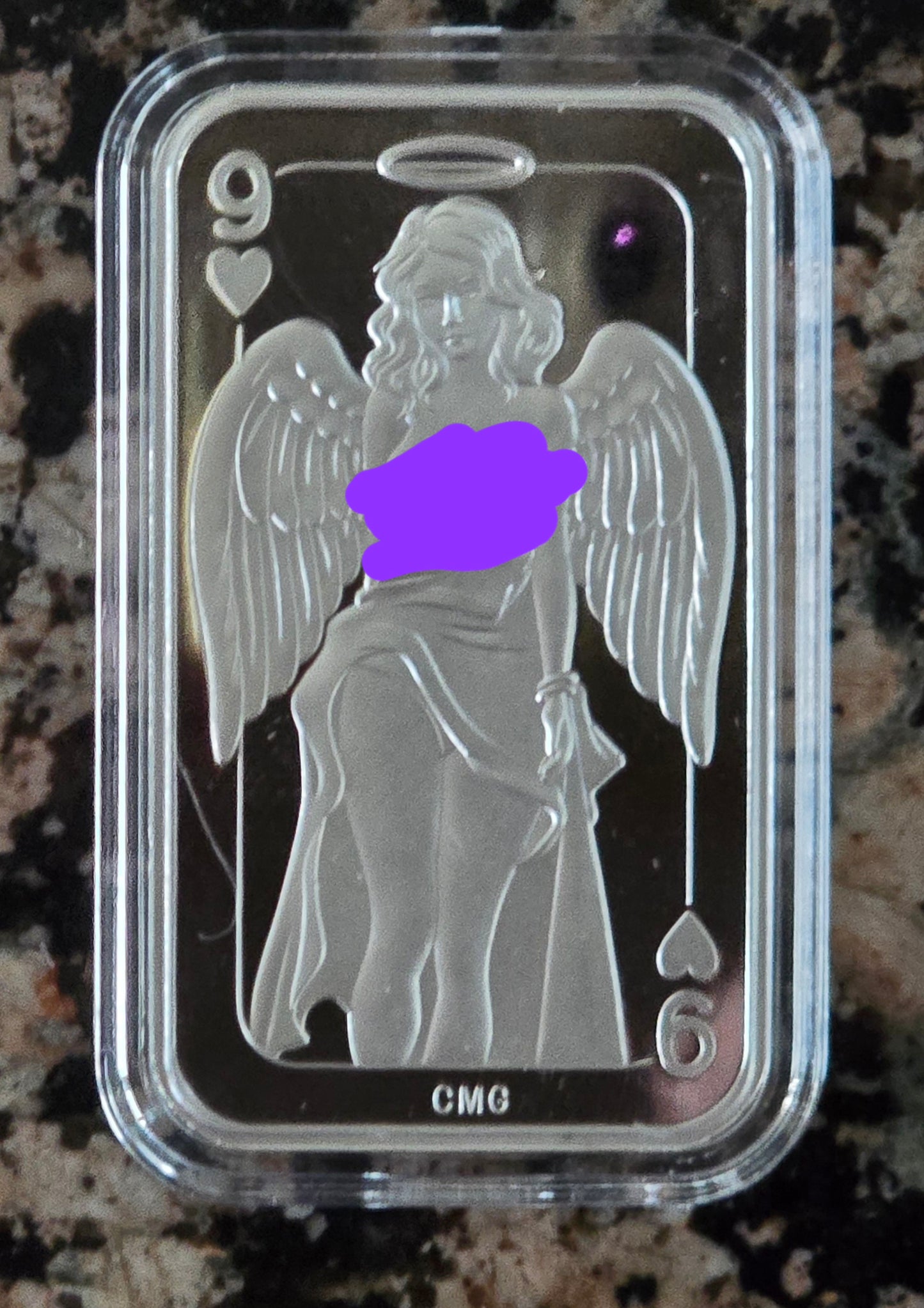 9 of Hearts GIrl 1 Oz .999 Silver Sexy Art Bar Rare 100 mintage w/ COA