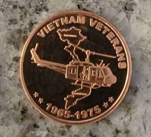 Vietnam Veterans Copper Medallion 1 AVDP Oz .999 Pure Copper Round BU w/ Protective Cap