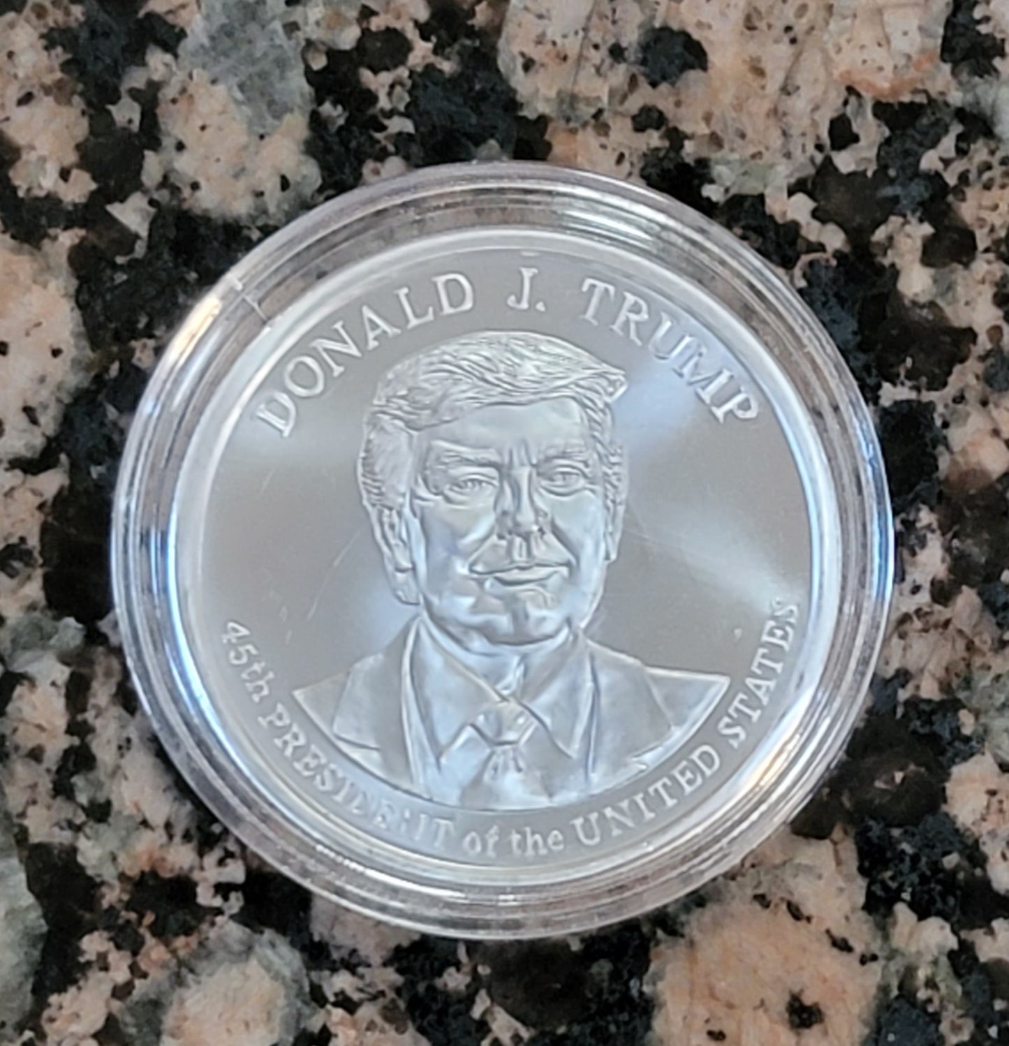 Donald J. Trump 45th President 1 oz Silver Round 999 Fine BU with Protective Cap