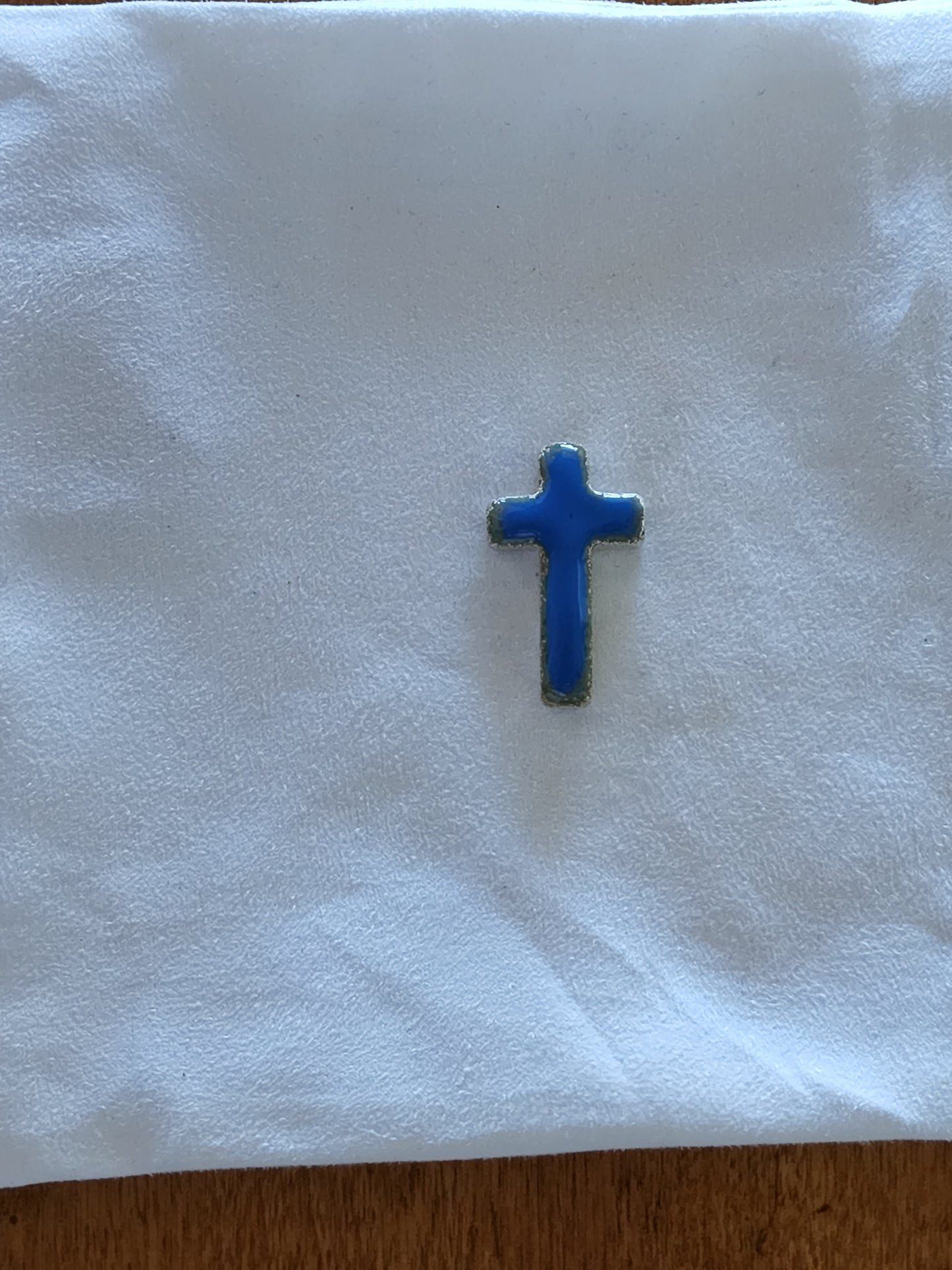 Silver Cross Daphne Blue Enamel Art Bar .999 Fine 1 Oz