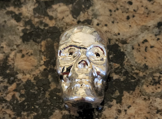 Silver Skull Yeager's 1 Oz Poured .999 Fine Silver 3D Art Bar
