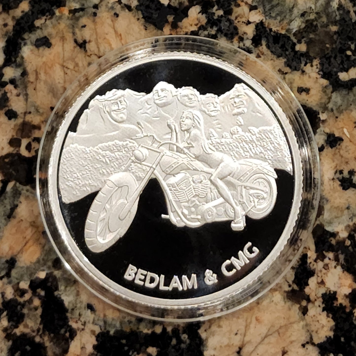 Sexy Motorcycle Girl Trump Mt Rushmore .999 1oz Fine Silver Round Limited