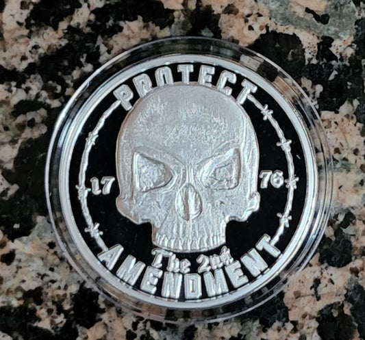 2A Skull of Protection 1 Oz .999 Fine Silver Collector's Round w/ COA