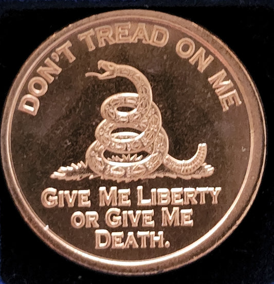 Don't Tread On Me - Liberty or Death 1 AVDP Ounce Pure Copper Round BU