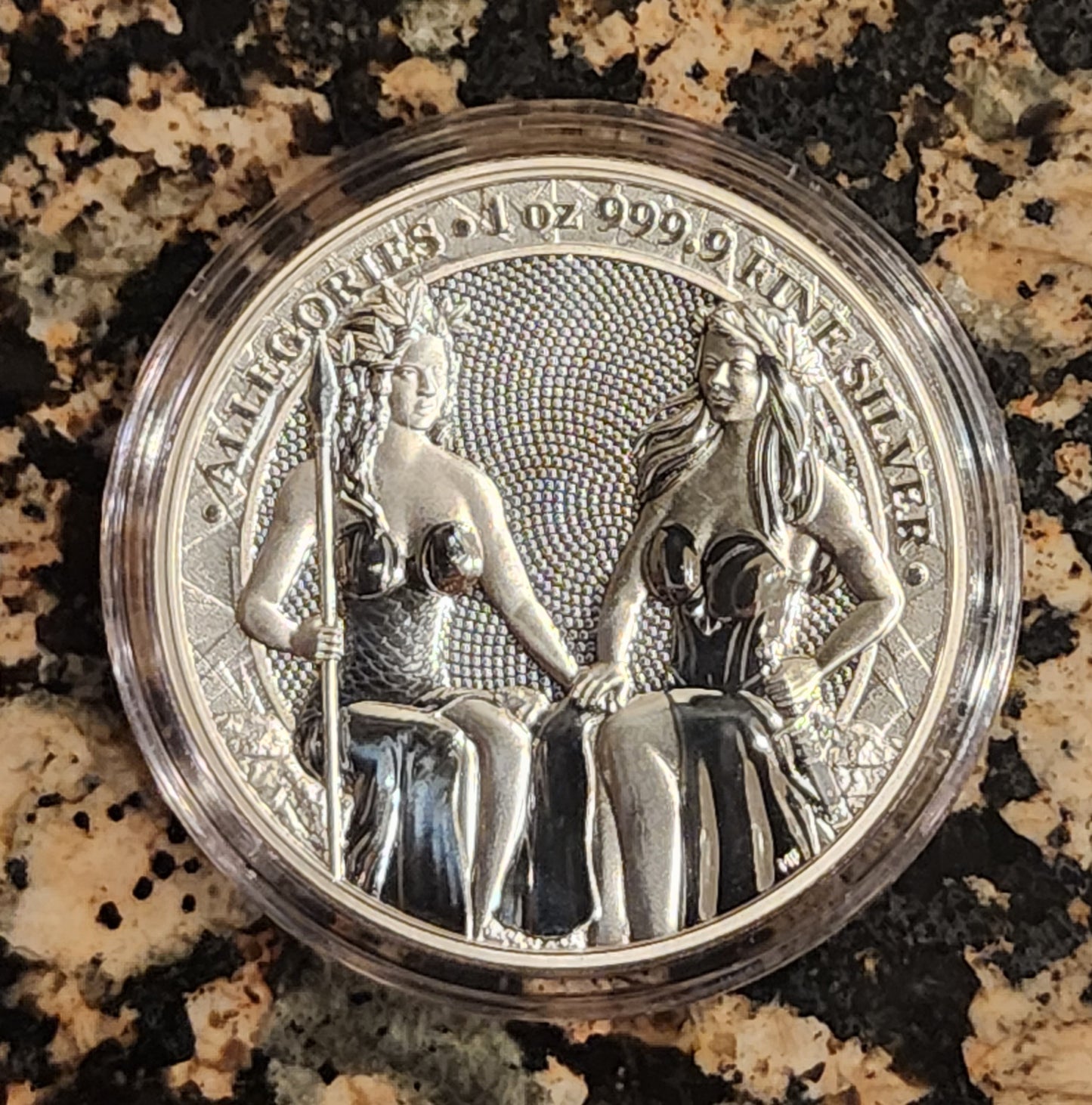 2021 AUSTRIA & GERMANIA THE ALLEGORIES 1 oz .9999 Silver BU Coin in capsule w/ COA - 25,000 Minted
