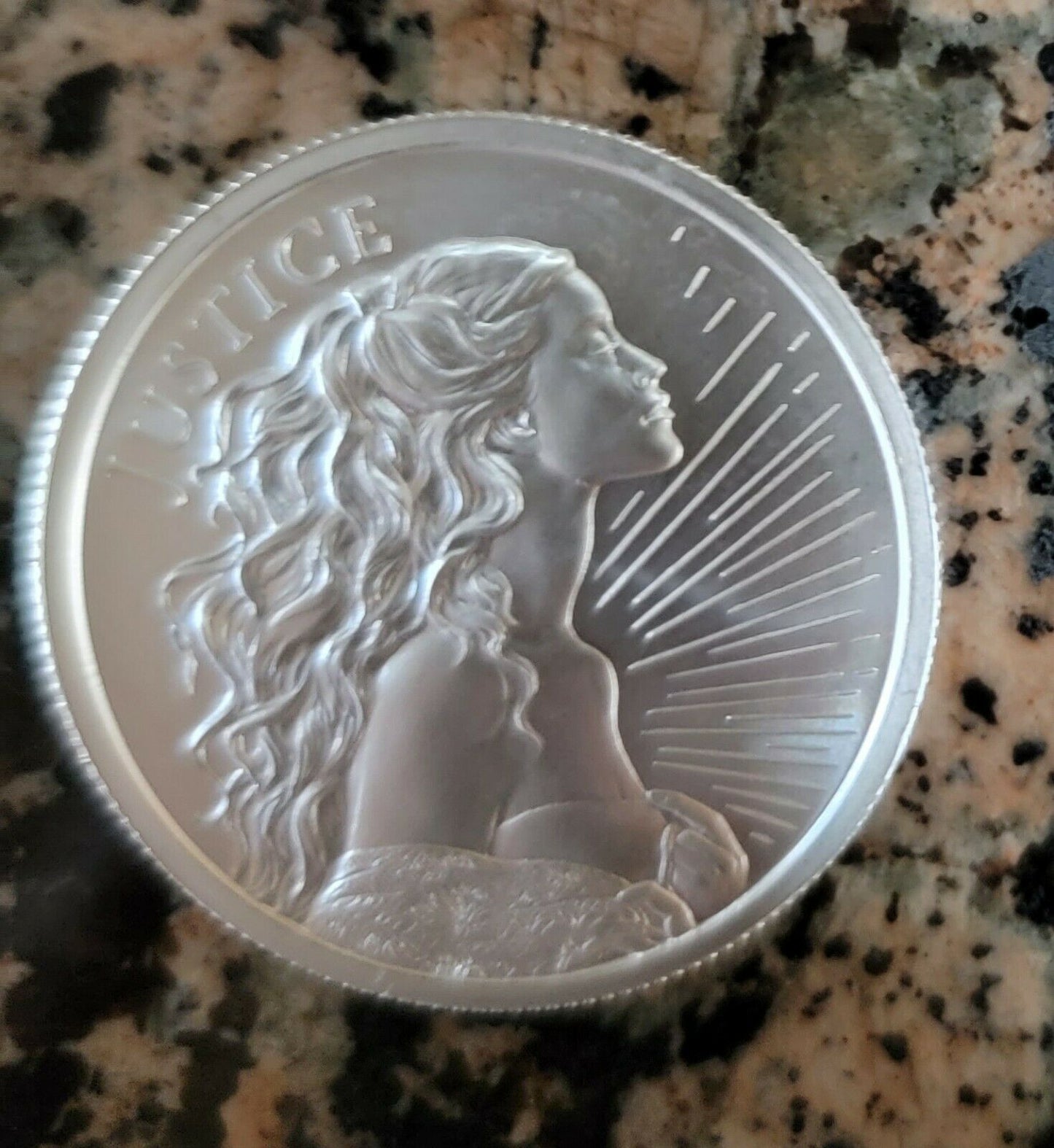 Justice Girl - Silver Shield - BU .999 Fine Silver Round w/ Protective Cap