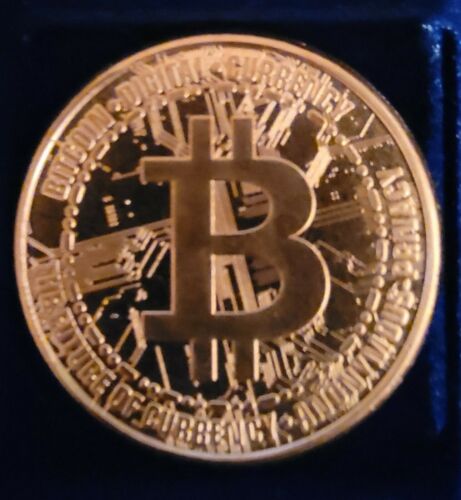 Bitcoin Crypto Currency 1 AVDP Ounce Pure Copper Round BU w/Protective Capsule