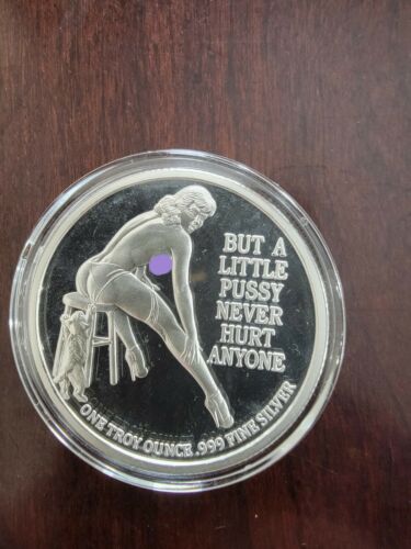 Big Cats are Dangerous But a Little... Sexy Woman .999 Silver Round 1 Troy Ounce