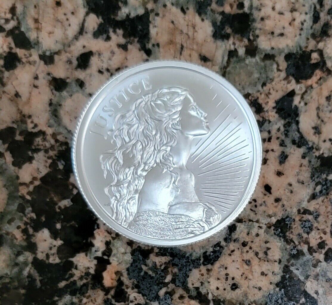 Justice Girl - Silver Shield - BU .999 Fine Silver Round w/ Protective Cap