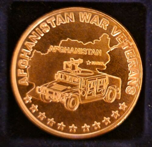 Afghanistan War Veterans 1 AVDP Oz 999 Pure Copper Round BU w/Protective Capsule