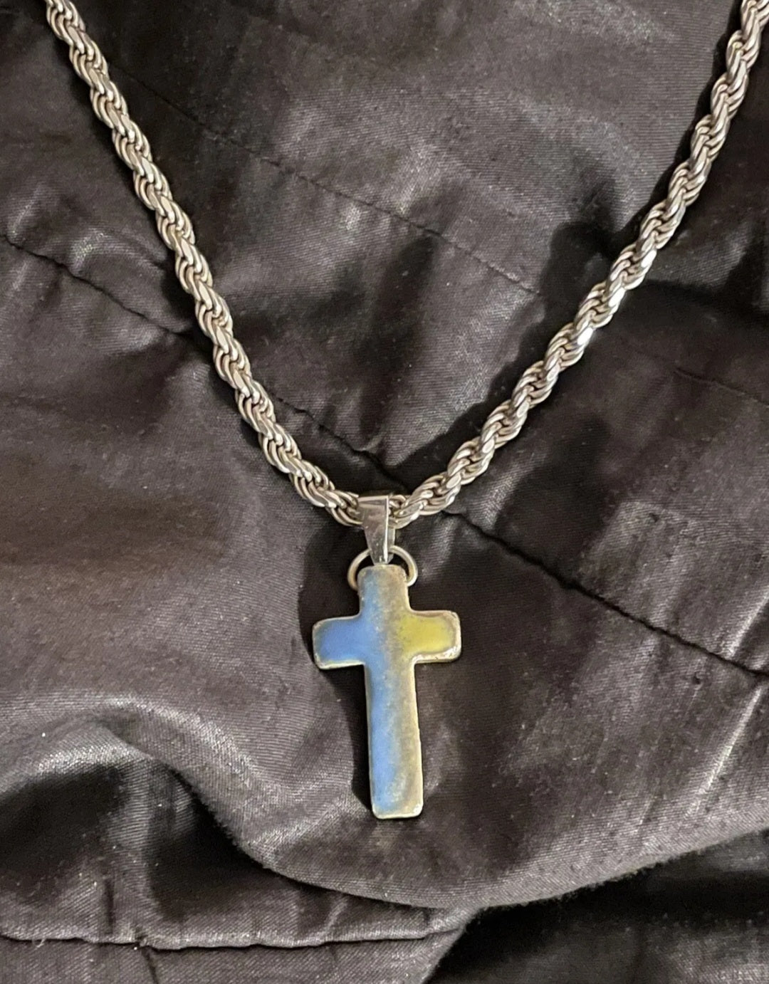 Pray For Ukraine .999 Fine Silver Cross Enamel Art Bar - 1 Oz