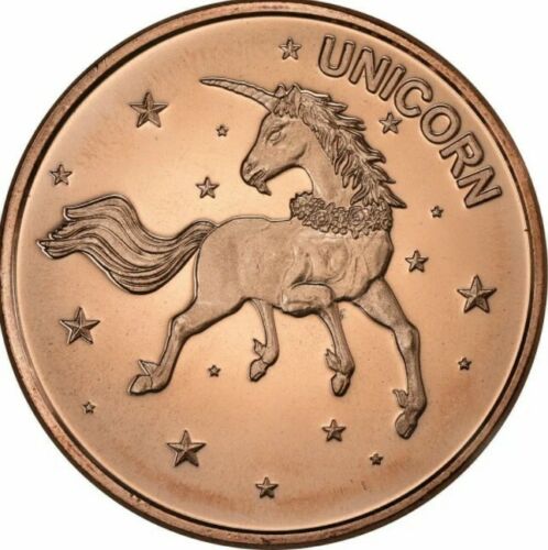 Unicorn .999 Pure Copper Round 1 AVDP ounce BU Collectible