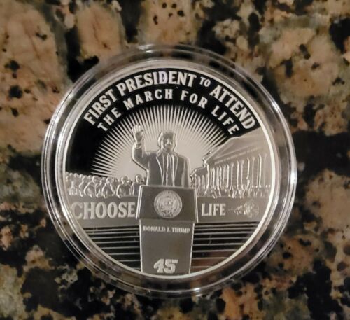 2021 DONALD TRUMP MARCH FOR LIFE 1 TROY OZ .999 FINE SILVER ROUND