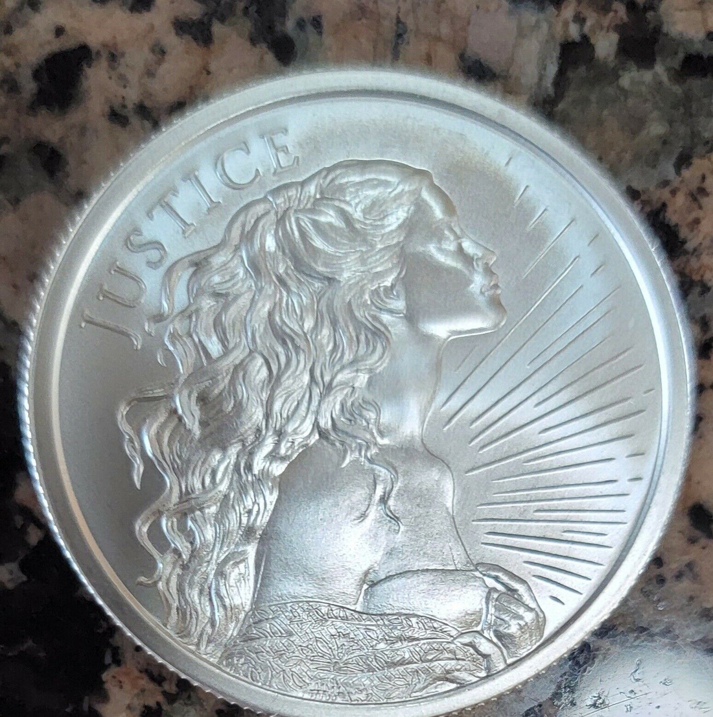Justice Girl - Silver Shield - BU .999 Fine Silver Round w/ Protective Cap