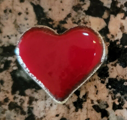Valentine's Day Heart "Twice Baked" .999 1 oz Fine Silver Baked Enamel Art Bar