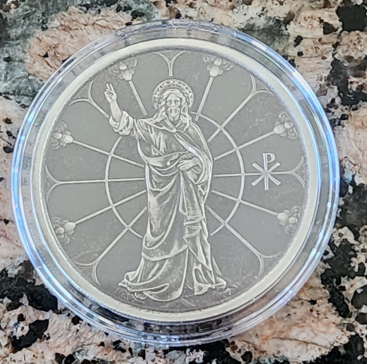 2022 JESUS COLLECTION LIGHT OF CHRIST ANTIQUE 1 OZ .999 SILVER PROOF-LIKE COIN w/ CAPSULE