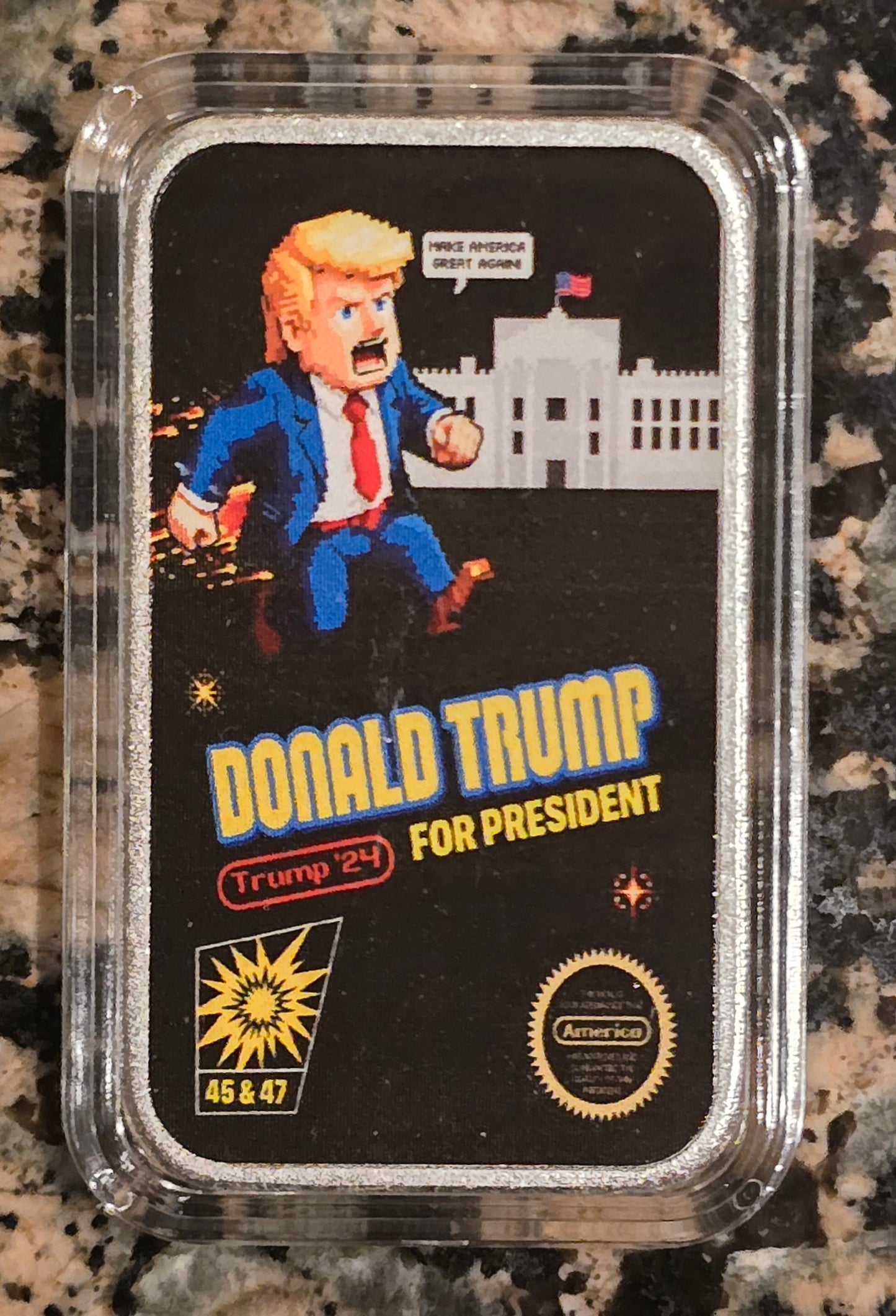 Super Trump For President 2024 1 Oz .999 Colorized Silver Bar 450 Minted w/Case