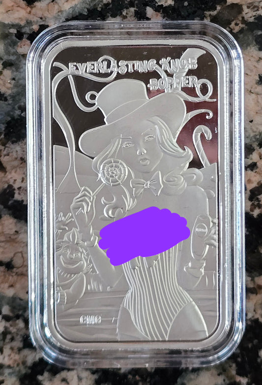 2024 Wanka GIrl Everlasting Knob Bopper 1 Oz .999 Silver Sexy Art Bar Rare 150 mintage w/ COA