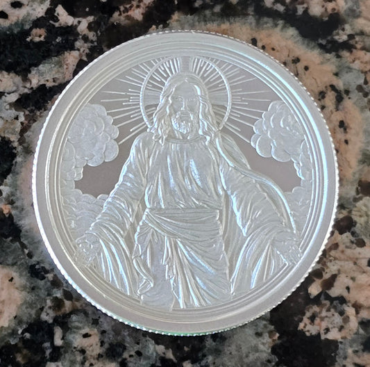 CHRIST IS COMING SILVER SHIELD .999 FINE SILVER COLLECTORS ROUND w/ CAPSULE