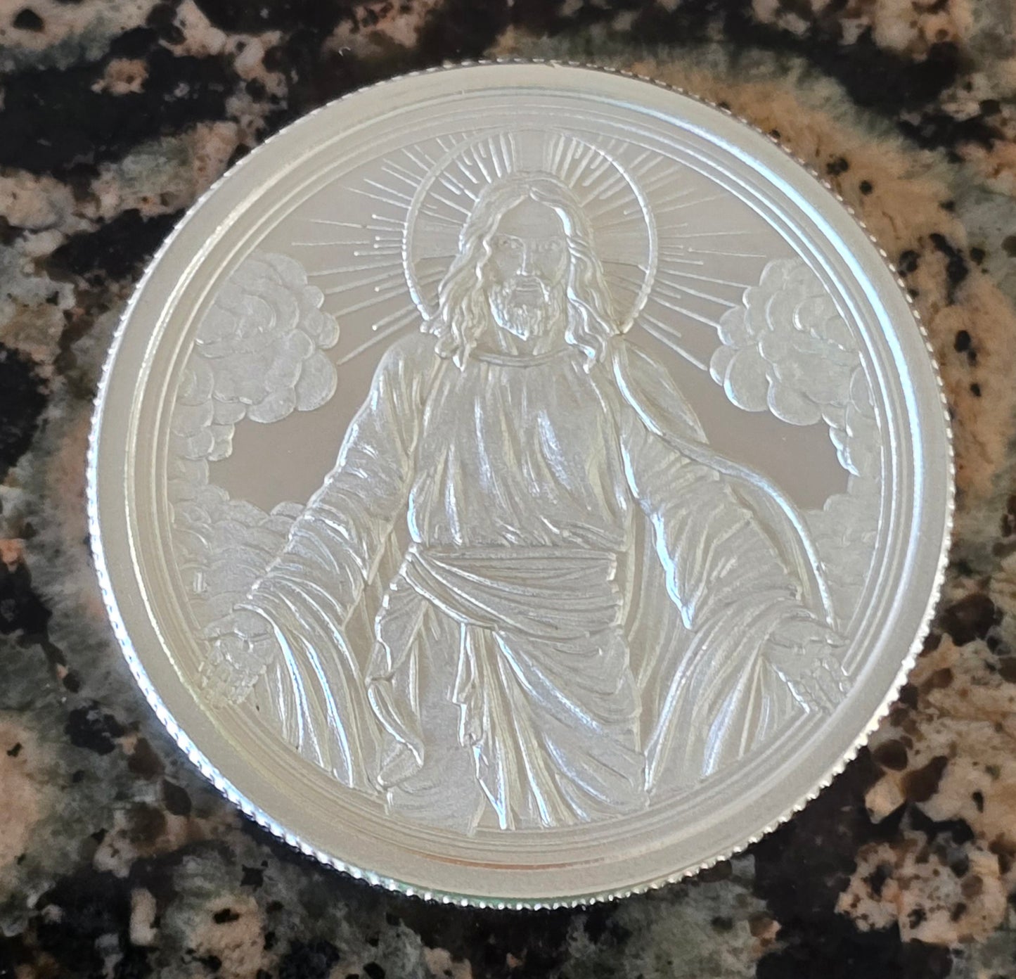 CHRIST IS COMING SILVER SHIELD .999 FINE SILVER COLLECTORS ROUND w/ CAPSULE