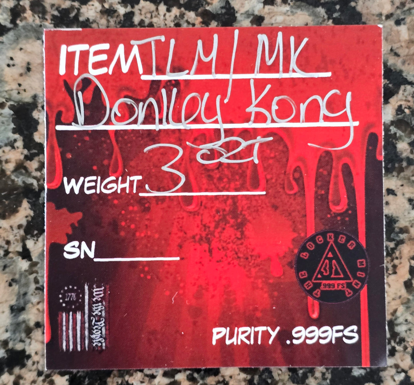 Donkey Kong Arcade Hand Poured Limited Edition .999 Silver 3 Troy Oz with COA