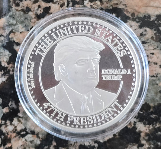 2024 Donald Trump Elected 47th 1 Oz Silver Round .999 Fine With Protective Capsule