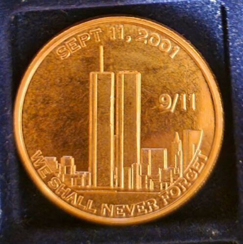9/11 We Shall Never Forget 1 AVDP Ounce Pure Copper Round BU w/Protective Capsule