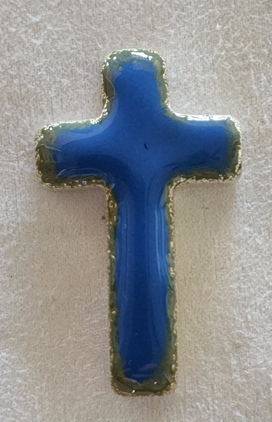 Silver Cross Daphne Blue Enamel Art Bar .999 Fine 1 Oz
