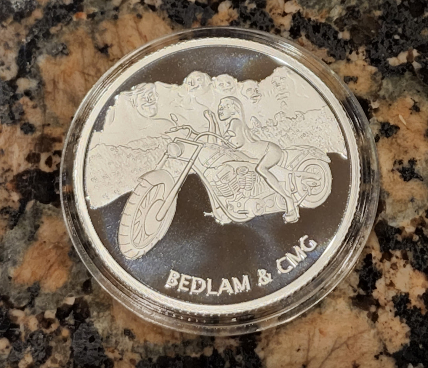 Sexy Motorcycle Girl Trump Mt Rushmore .999 1oz Fine Silver Round Limited
