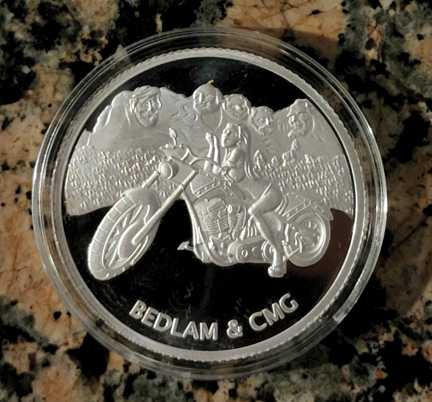 Sexy Motorcycle Girl Trump Mt Rushmore .999 1oz Fine Silver Round Limited