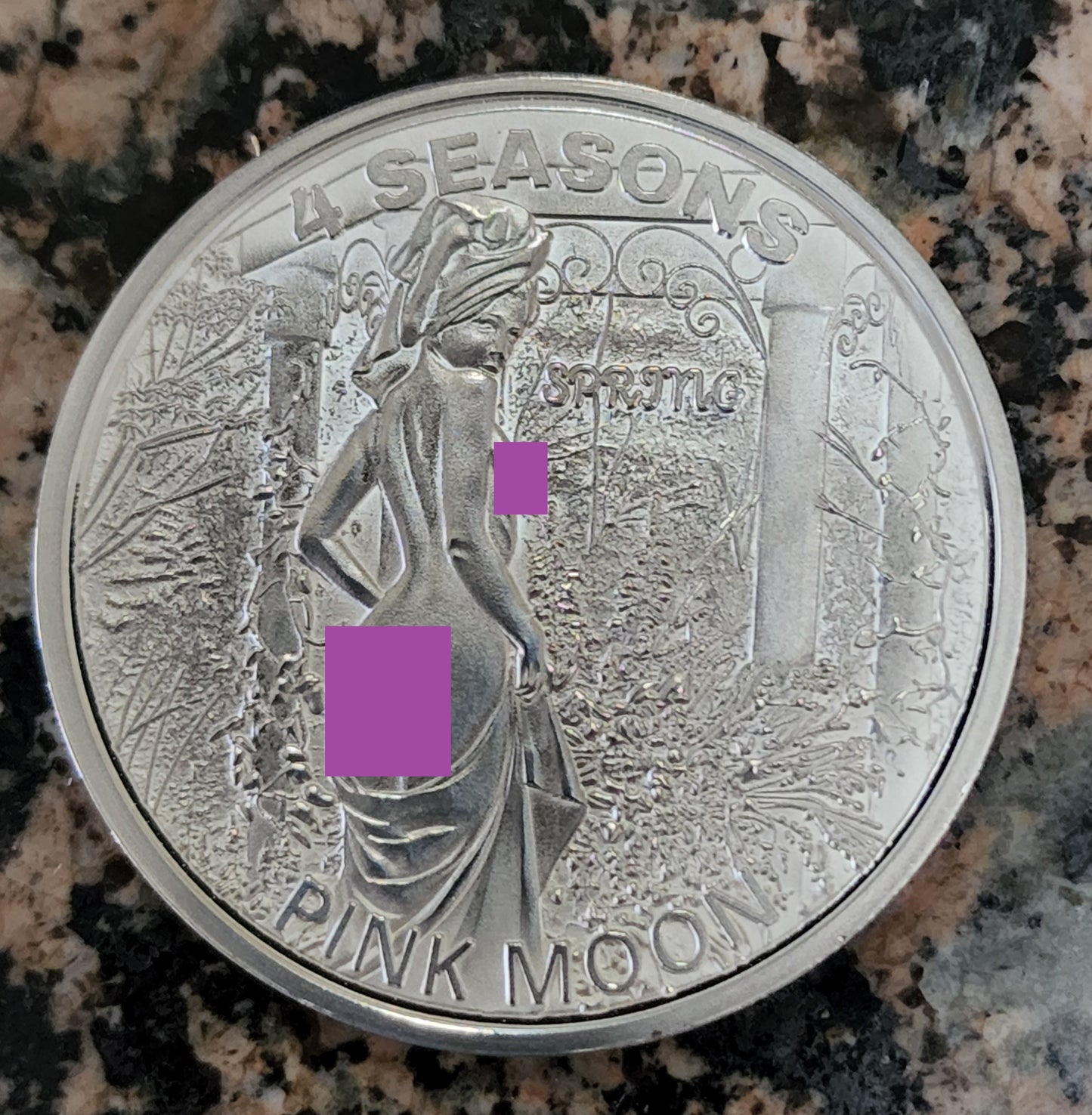 Spring - Pink Moon - 4 Seasons 1oz .999 Fine Silver Round 100 Minted