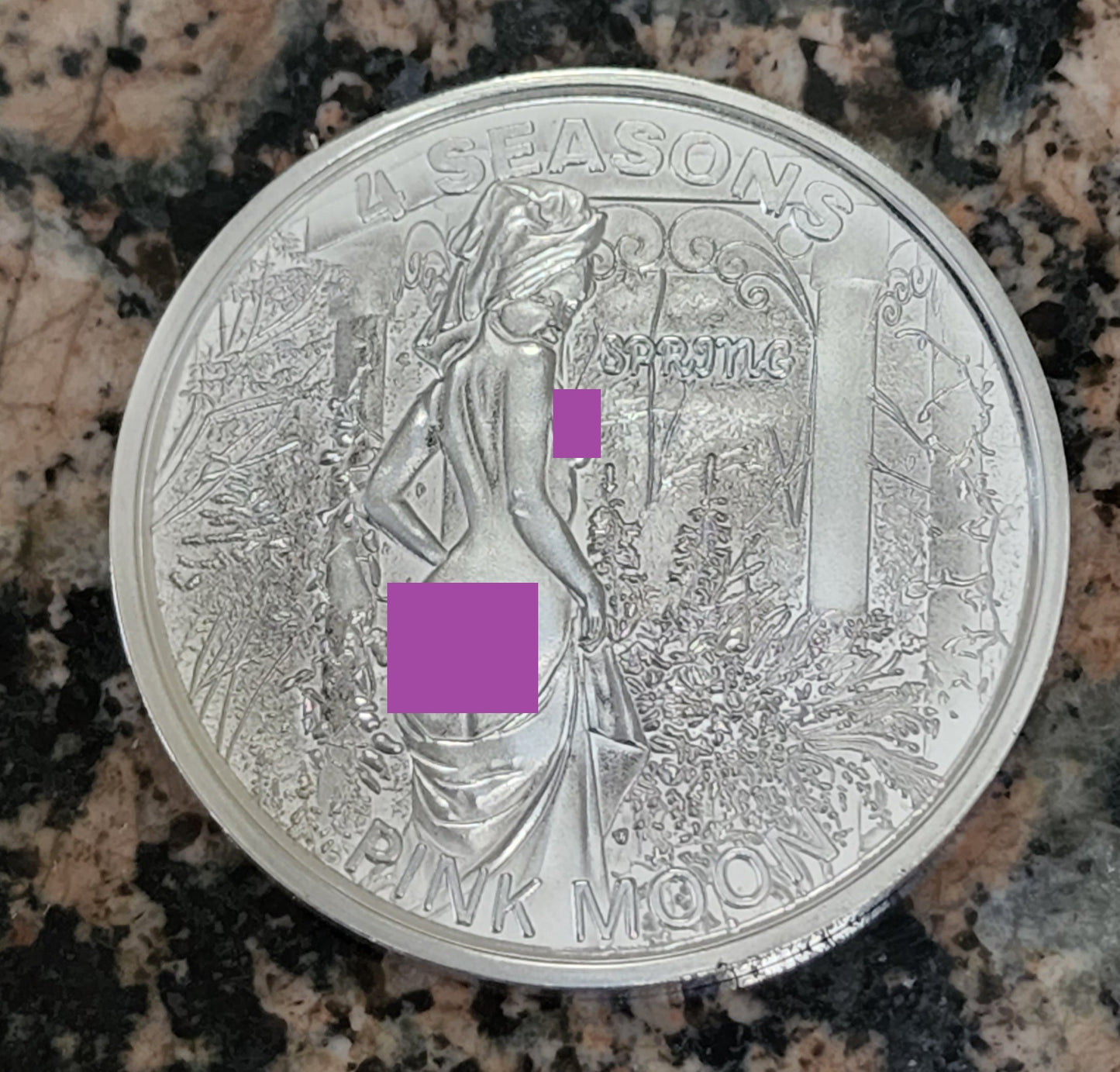 Spring - Pink Moon - 4 Seasons 1oz .999 Fine Silver Round 100 Minted