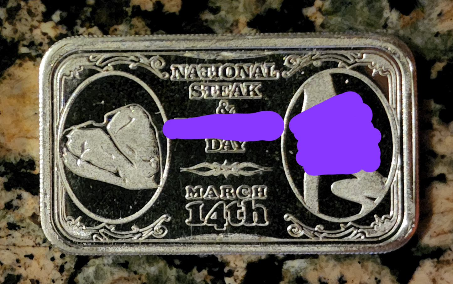 National Steak and BJ Day 1 Oz .999 Sexy Silver Art Bar Limited Mintage