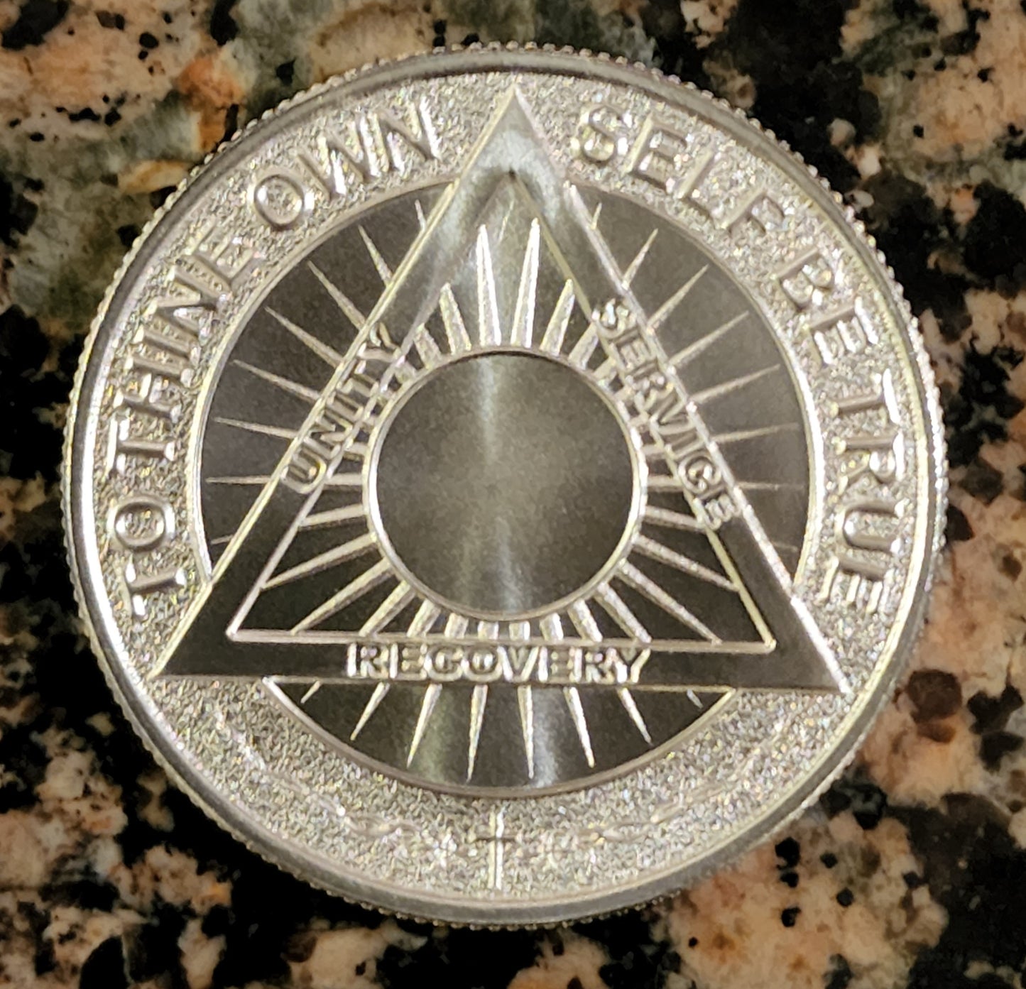 AA Sobriety Coin with Serenity Prayer 1 Oz. Fine Silver Round .999 BU w/ Protective Capsule