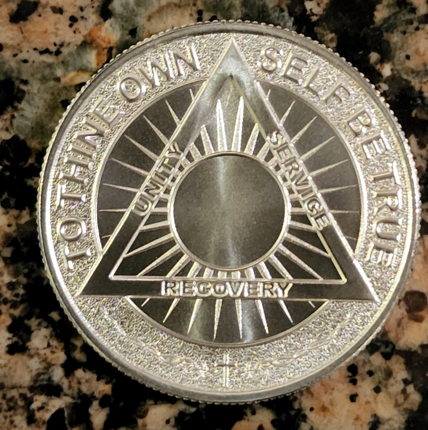 AA Sobriety Coin with Serenity Prayer 1 Oz. Fine Silver Round .999 BU w/ Protective Capsule