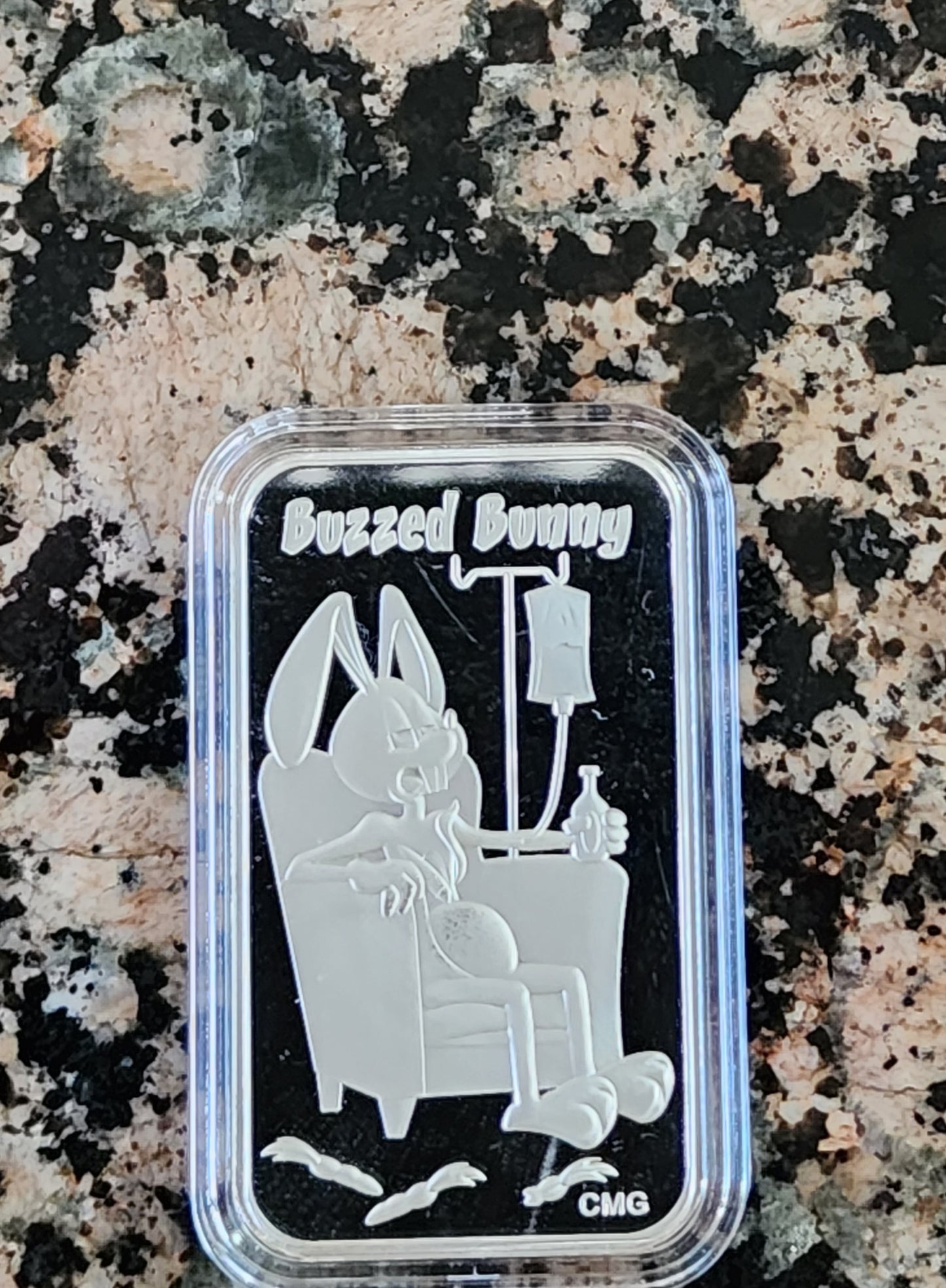 2023 Buzzed Bunny 1 Oz .999 CMG Mint Silver Art Bar Rare w/ COA