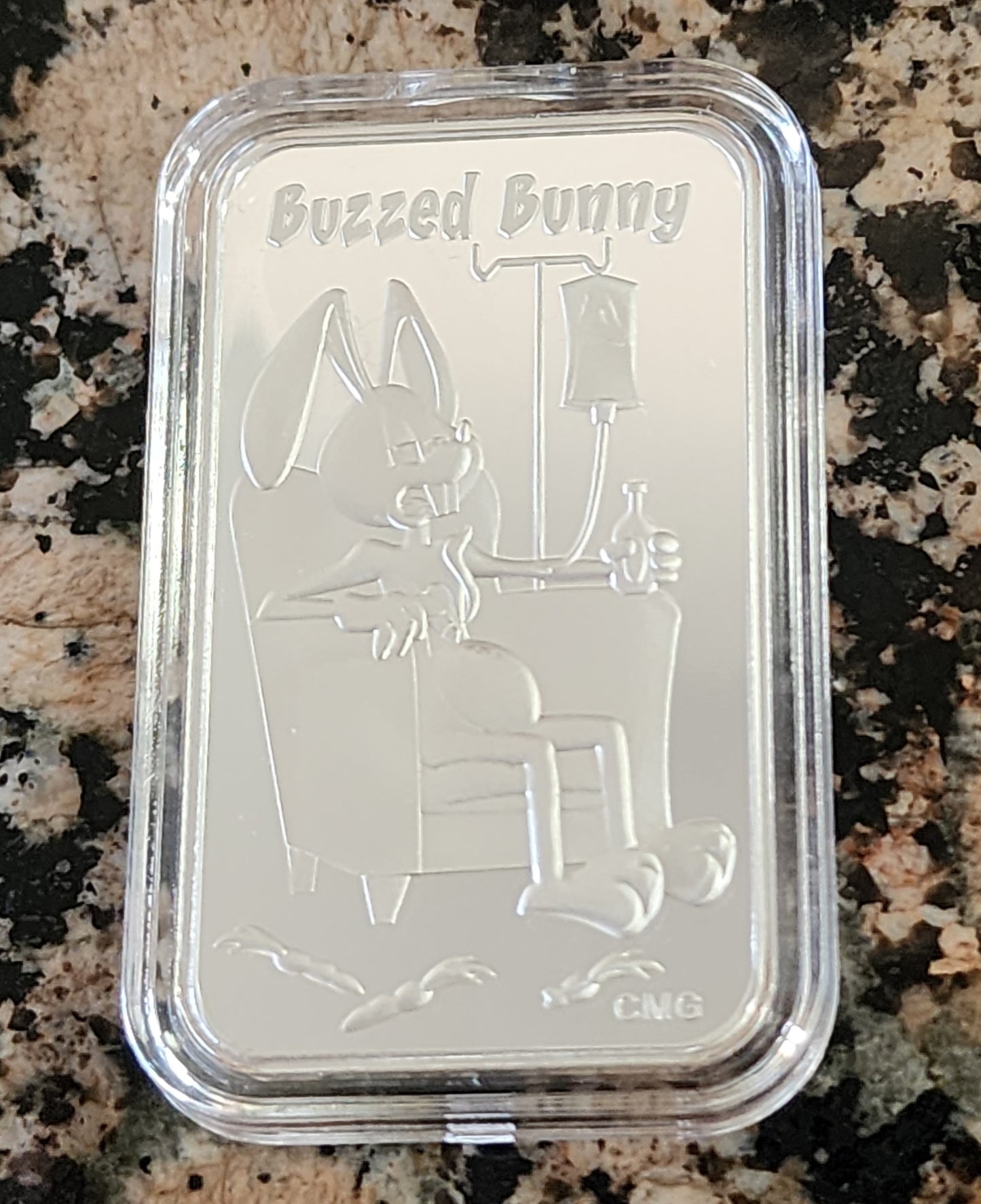 2023 Buzzed Bunny 1 Oz .999 CMG Mint Silver Art Bar Rare w/ COA