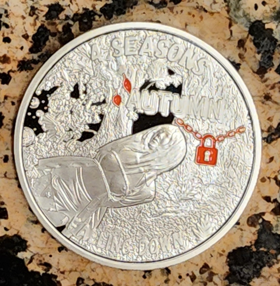 Autumn - Falling Down - 4 Seasons 1oz .999 Fine Silver Round 100 Minted w/ COA