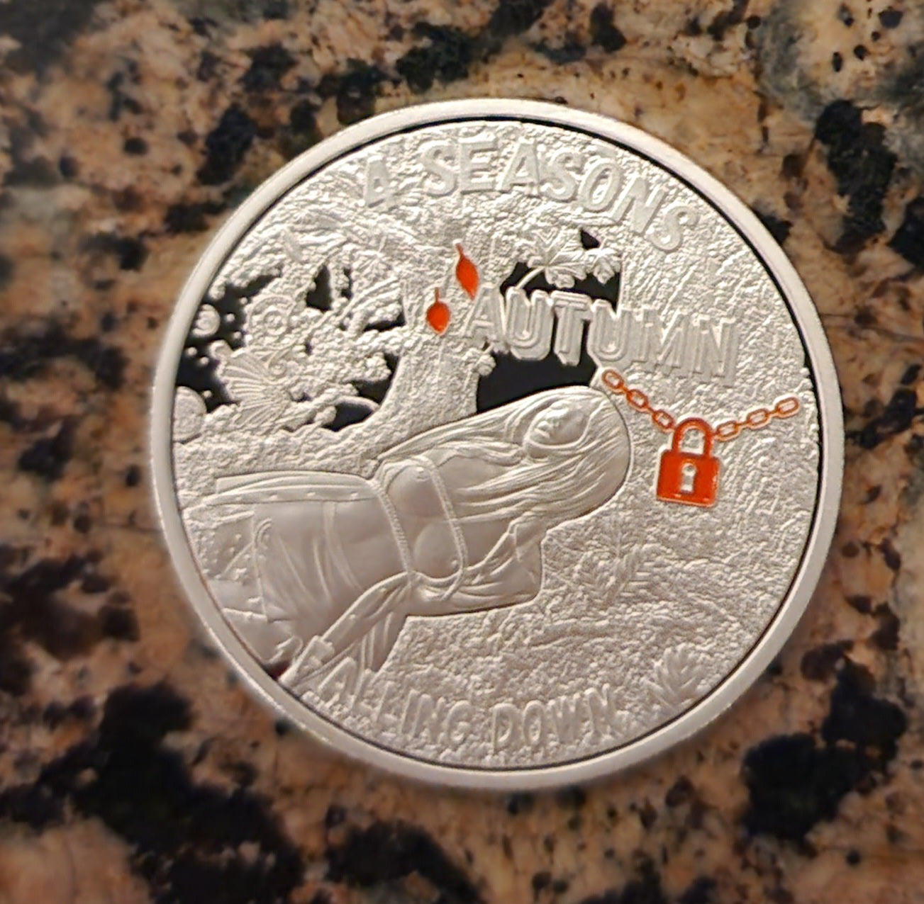 Autumn - Falling Down - 4 Seasons 1oz .999 Fine Silver Round 100 Minted w/ COA
